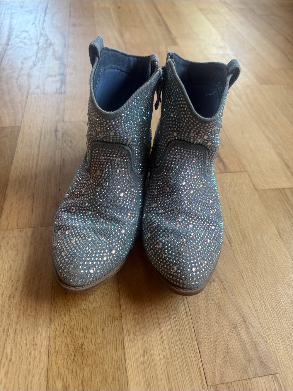 Kids rhinestone Ankle Boots in light blue
